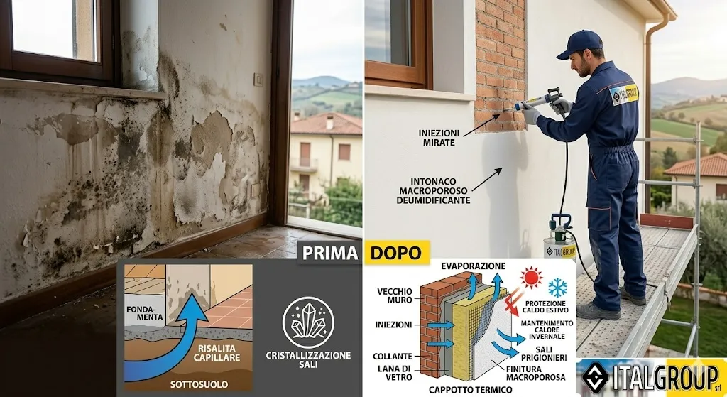 umidità di risalita - prima e dopo umidità di risalita